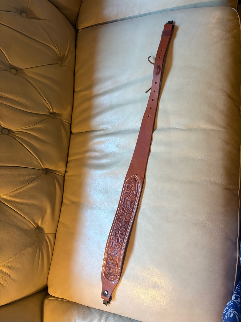 Tooled Brown Leather Rifle Sling The George Laurence Co. Portland, OR
